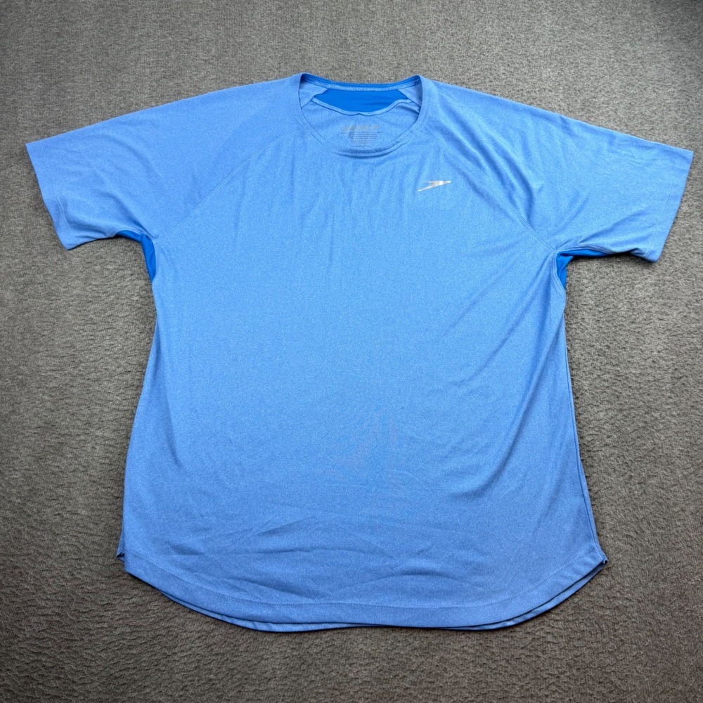 Speedo Swim Shirt Men's XL Blue Heathered Short Sleeve Raglan Rash Guard